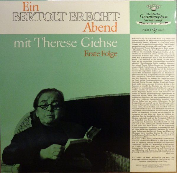 Dischi in vinile: Giehse Therese: Ein Bertolt Brecht-Abend Vol. 1 - LP – Nuovo (secondo la descrizione) da Steinhausen venduto da Vilivinili 1