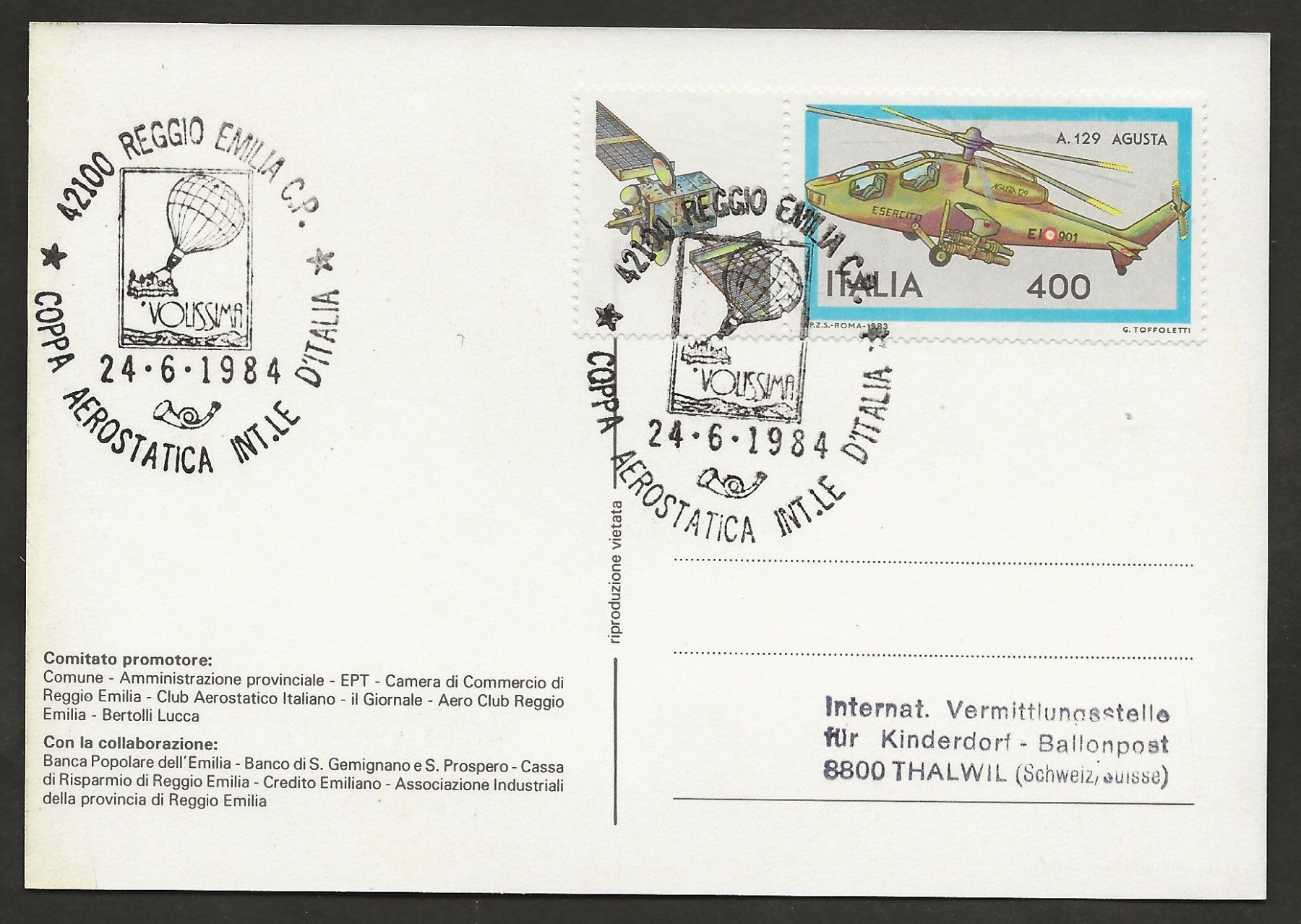 Tutti i francobolli: Ballon 1984 Italien  Luftpost – Usato da Au ZH venduto da xelagreb01