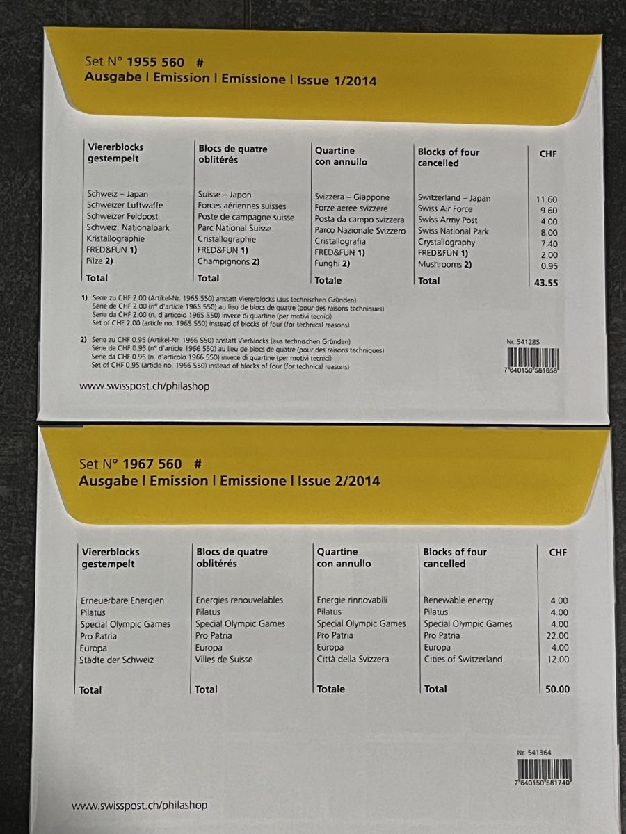 Tutti i francobolli: Série complète timbres-poste suisses 2014 - Rareté! – Nuovo e nell'imballaggio originale da BREMBLENS venduto da Lafoudre 5