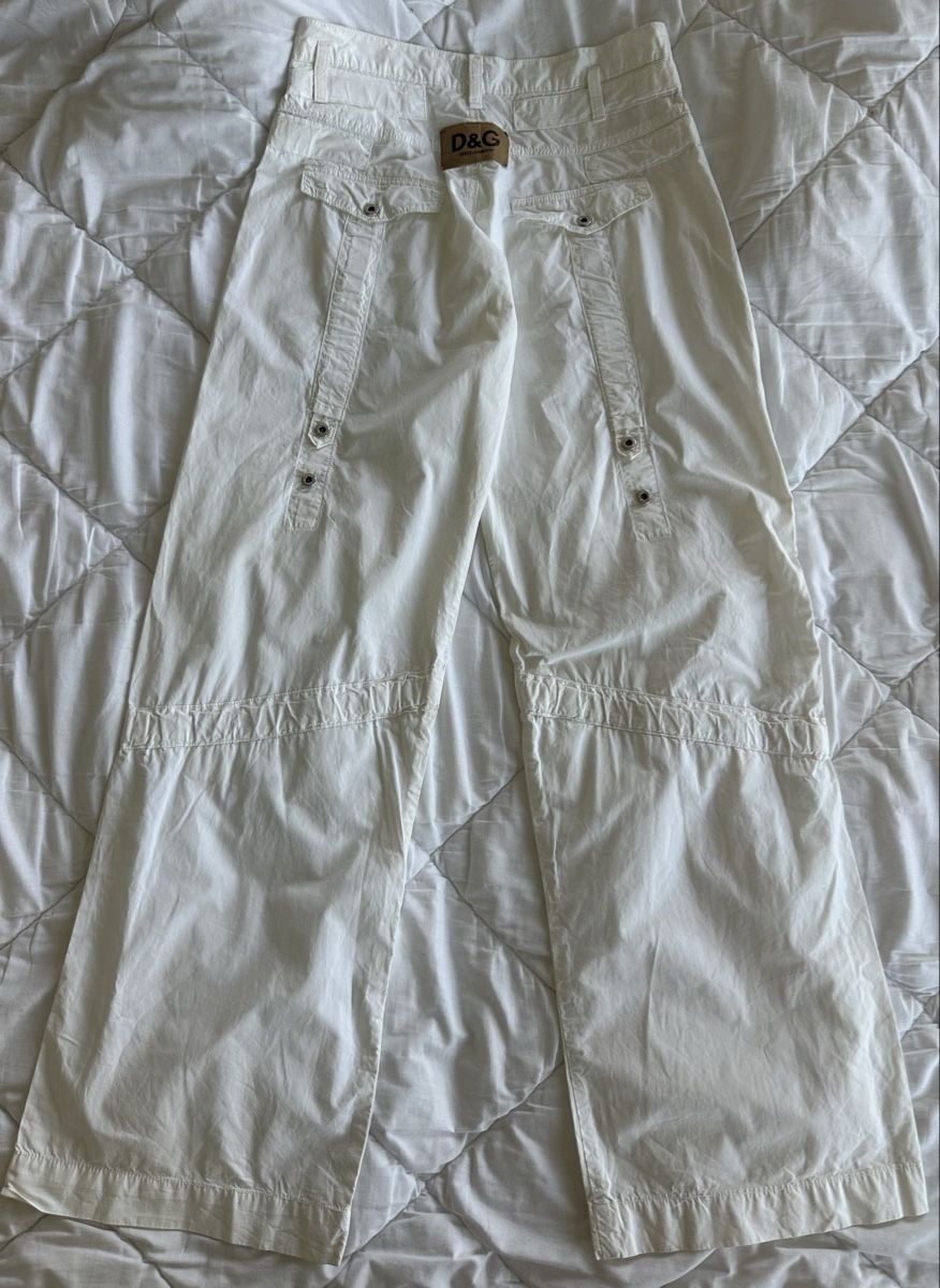 Dolce & Gabbana Pantaloni: D&G White Vintage Y2K Cargo Pants - Size Medium – Usato da Zürich venduto da megastored 3