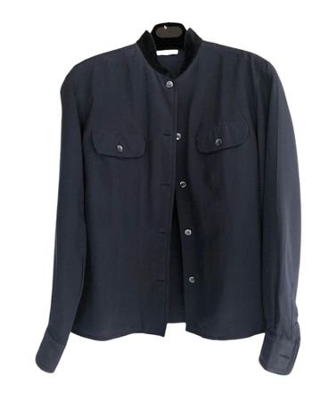 Blouse en soie bleu marine
