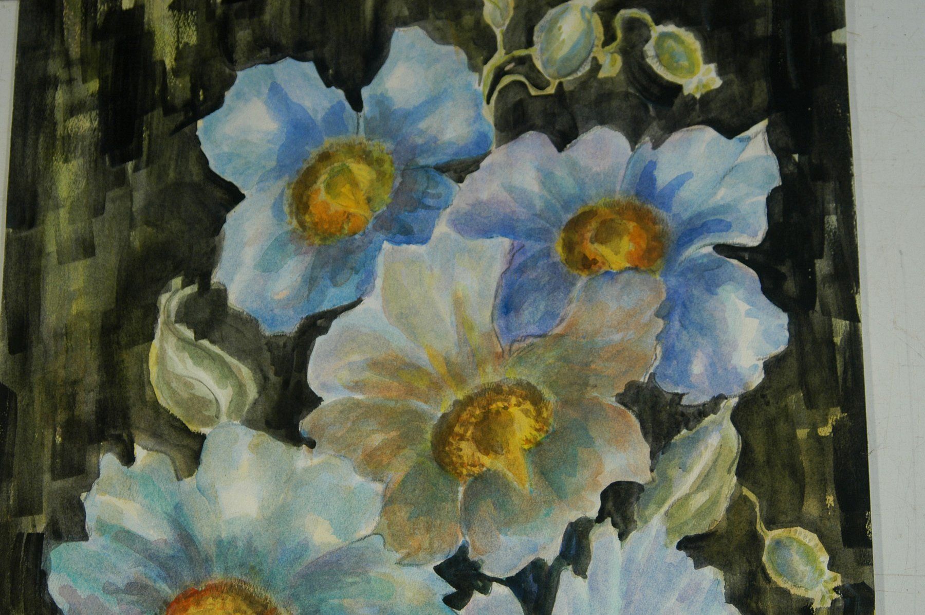 Dipinti: Blumenstilleben Aquarell 33 x 69 cm – Usato da Herisau venduto da Wisen 4