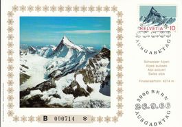 1966 445 Schweizer Alpen Finsteraarhorn numerierte Karte ET