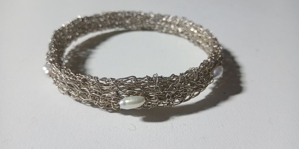 Designer Armreif Silber 925 Mit Süsswasserperlen RESERVIERT (Neu