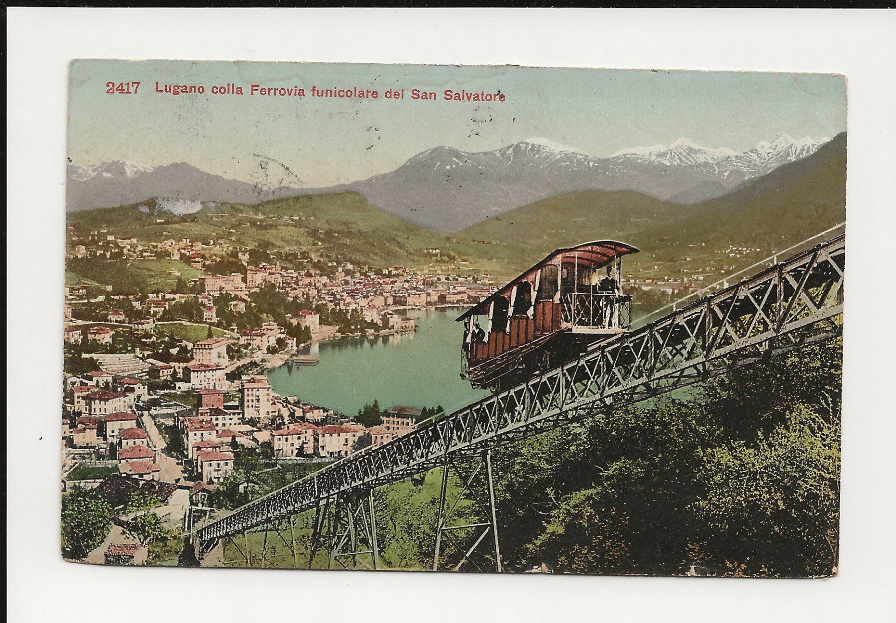Cartoline postali: AK 1908 Lugano mit San Salvatore Bahn – Usato da Greifensee venduto da 315WDO