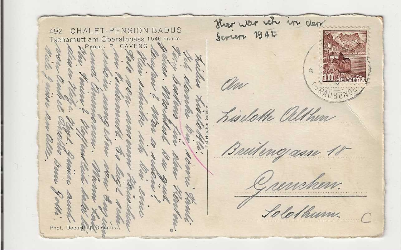 Cartes postales: Tschamutt, 1942 – D'occasion à Spiez par Niesen20 1