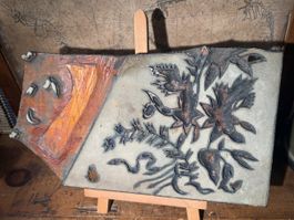 Antiker Druckstock aus Massiver Holz 