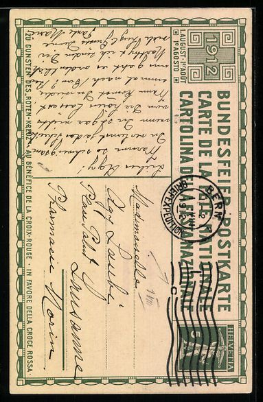 Ansichtskarten: Schweizer Bundesfeier 1912, für das Rot – Gebraucht aus Berlin von bartko-reher 1