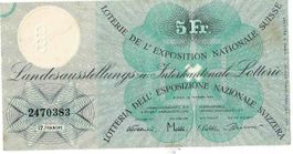 Los der Landesausstellung Loterie 1939 Orginal ungefaltet