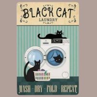 🔥 BLACK CAT LAUNDRY Katzen Blechschild 💙 20x30cm OVP 🔥