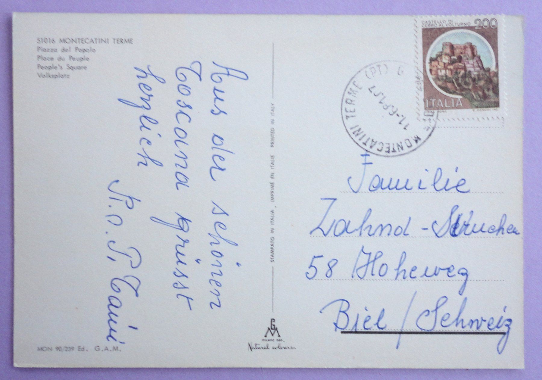 Cartoline postali: Montecatini Terme - Piazza del Popolo – Usato da Fétigny venduto da Billy2miny 1