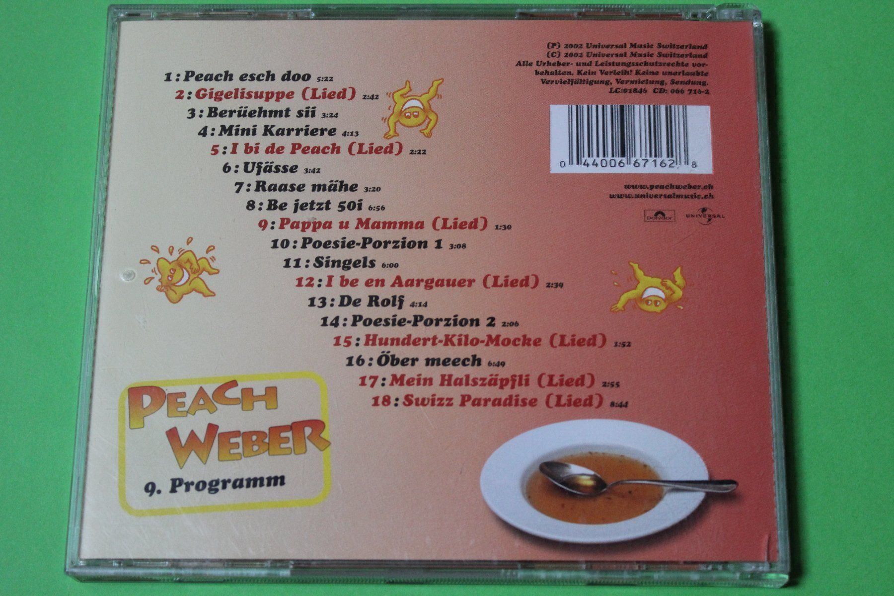 CDs: PEACH WEBER - GIGELISUPPE CD 2002 (Swiss Comedy) – D'occasion à Tübach par JamesStone 2