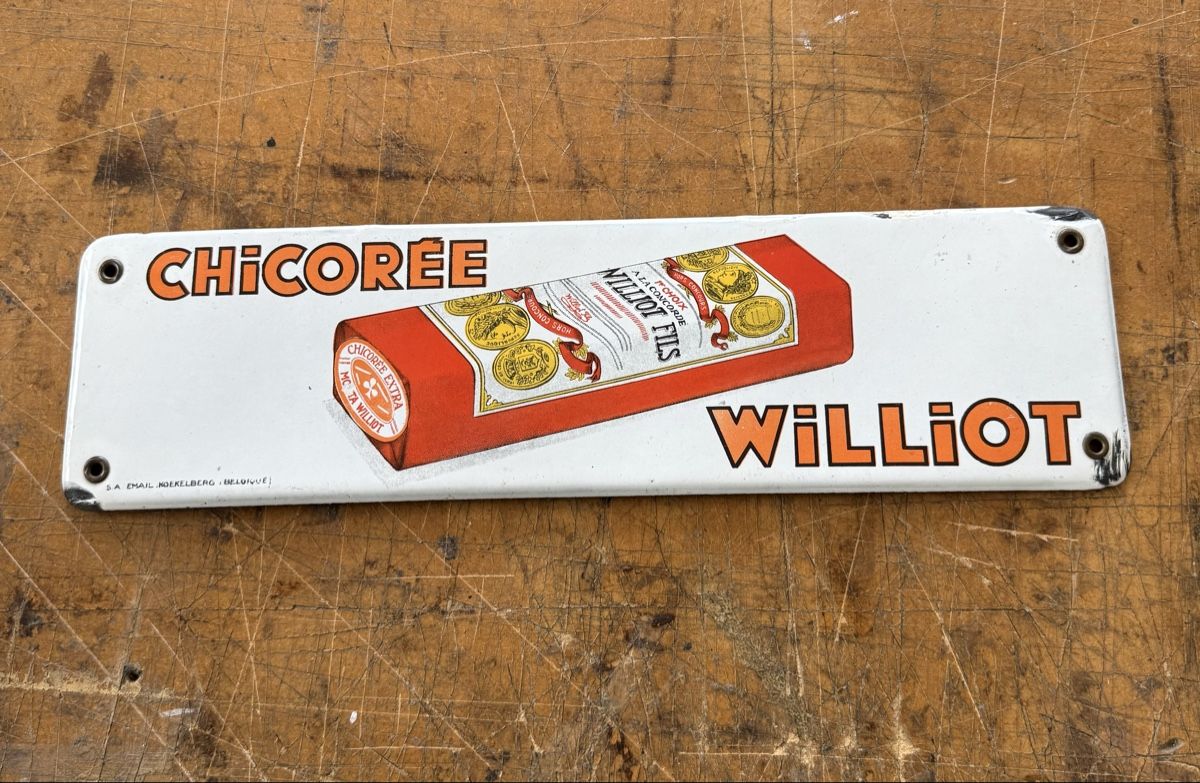 Ecriteaux: Ancienne plaque émaillée chicorée Williot – D'occasion à Bière par Artcollec