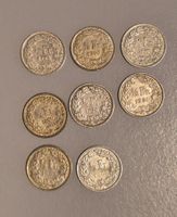 8 Stueck Schweizer 1/2 Franken Muenzset Jahrgang 1944-1968