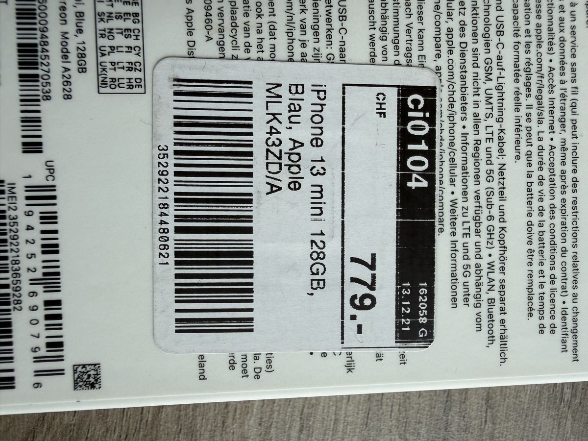 Apple Telefoni cellulari / Smartphones: iPhone 13 mini 128GB – Usato da Effretikon venduto da LukasA01 2