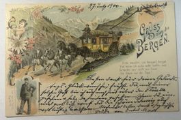 Alte AK Vulpera 1900 Postkutsche gelaufen