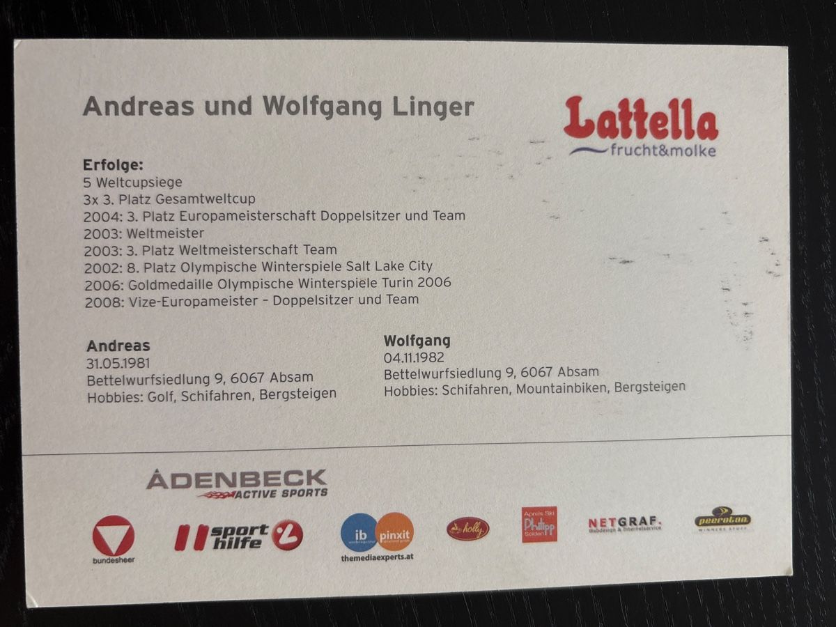 Autogramme: Autogrammkarte Andreas und Wolfgang Linger – Gebraucht aus Uetendorf von hoisle 1
