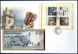 1986 Portugal Banknoten Brief mit Azulejos Block