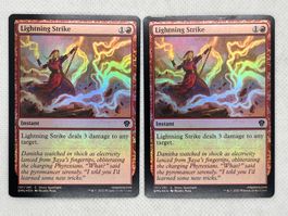 2x Seltener Foil "Lightning Strike" Magic Karte