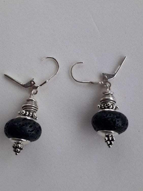 Orecchini pendenti & Orecchini a lobo: Silber Ohrhänger mit Lavastein – Nuovo e nell'imballaggio originale da Winistorf venduto da acreativ 3