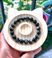 Bracelet en Obsidienne Argentée 10mm
