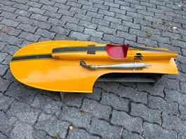 Modellboot gelb mit Streifen guter Zustand