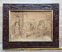 Vintage Französische Bildwirkerei/Tapisserie eingerahmt