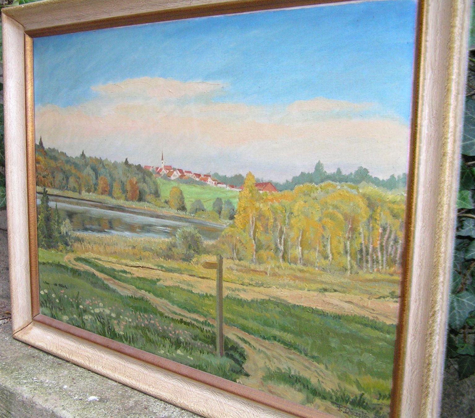 Gemälde: Oelbild Leinwand Paul Diesslin Ortsbild See – Gebraucht aus Frauenfeld von Astra13 3