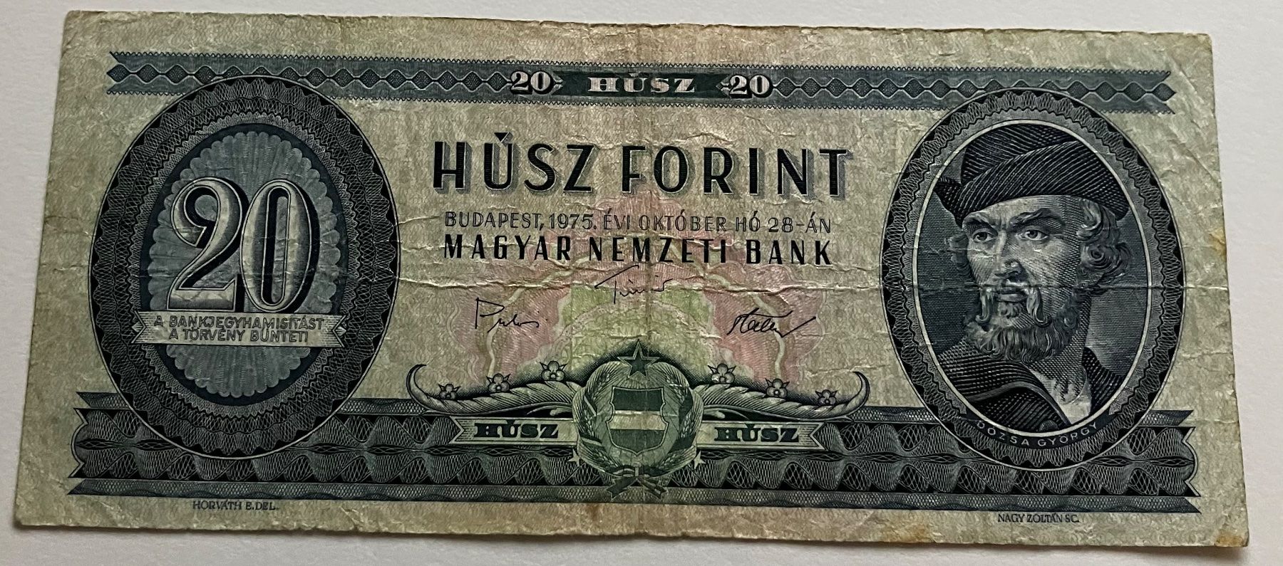 Banconote: Ungarn 20 Forint 1975 – Usato da Algetshausen venduto da Carrhard