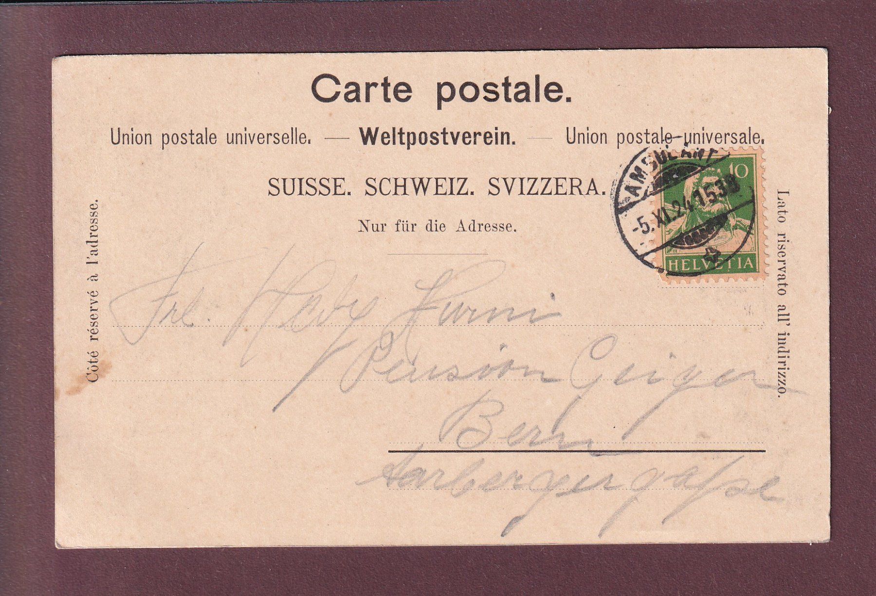 Cartoline postali: Souvenir de BOVERESSE - 1924 – Usato da Pully venduto da nicecards 1