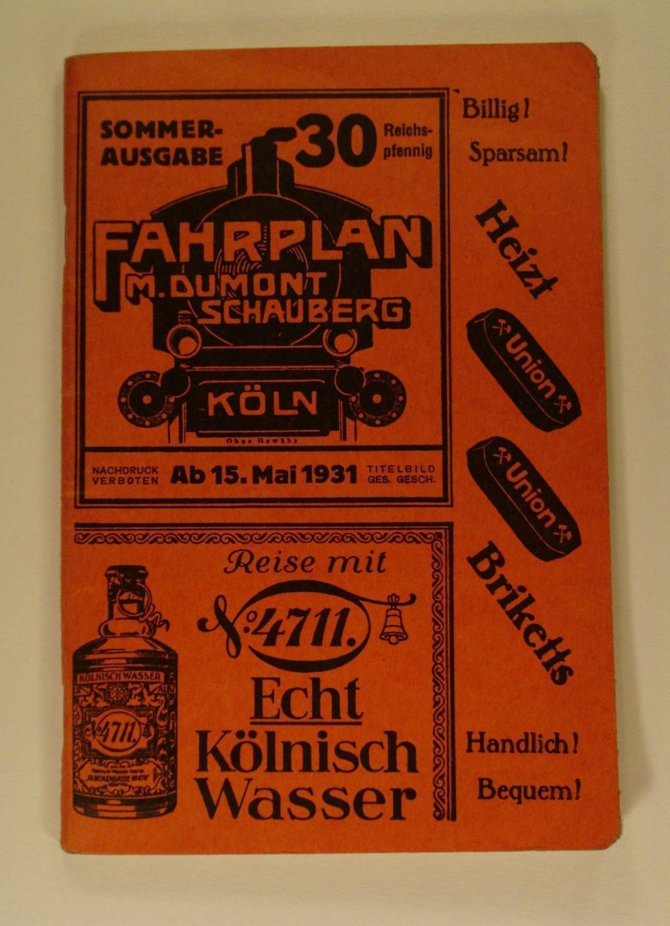 Libri: FAHRPLAN M. DUMONT SCHAUBERG KÖLN 1931 – Usato da Grüningen venduto da Kartensammler