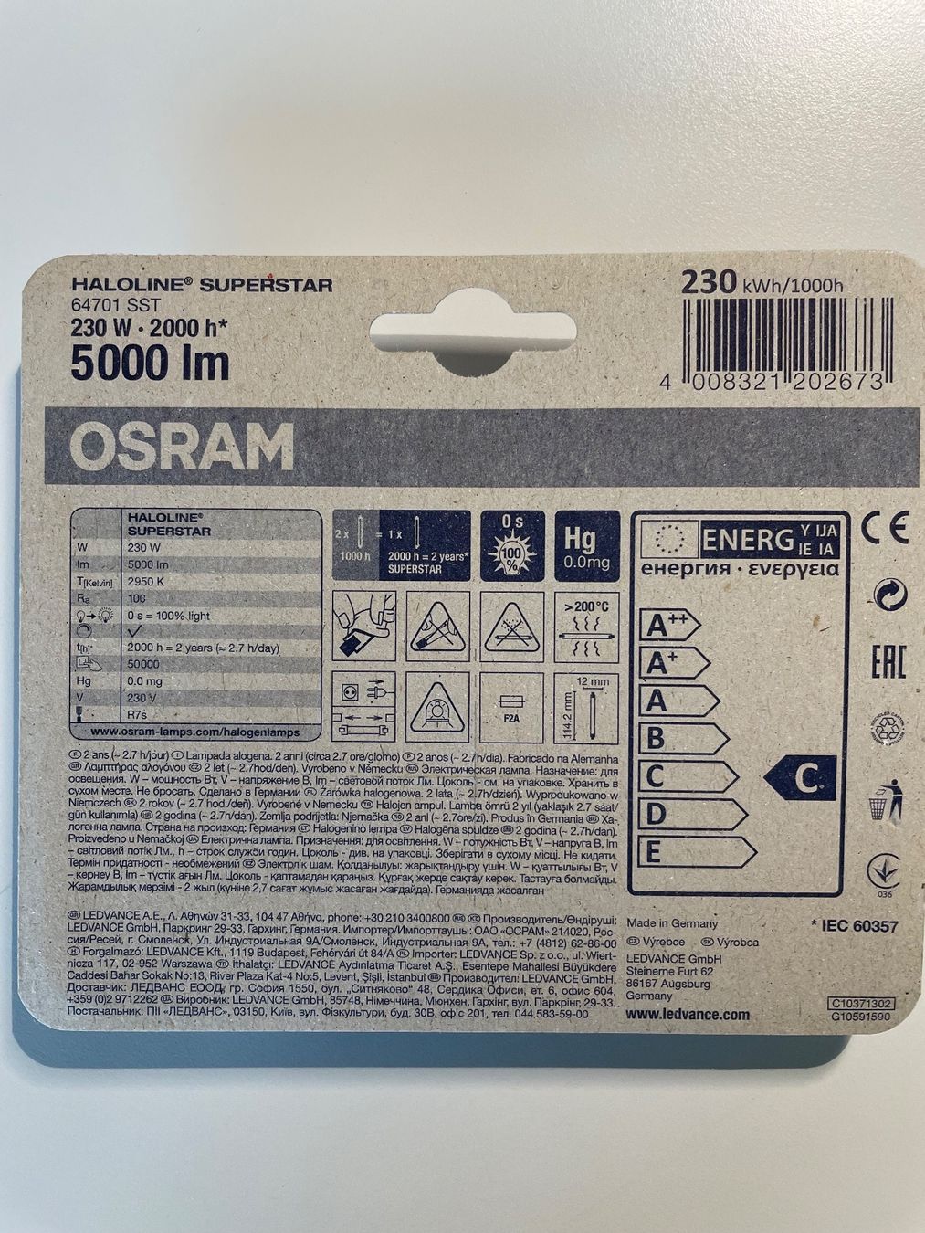 Osram Lampade: Halogenlampen 230V 230W R7s – Nuovo e nell'imballaggio originale da Kirchleerau venduto da koerbel 1