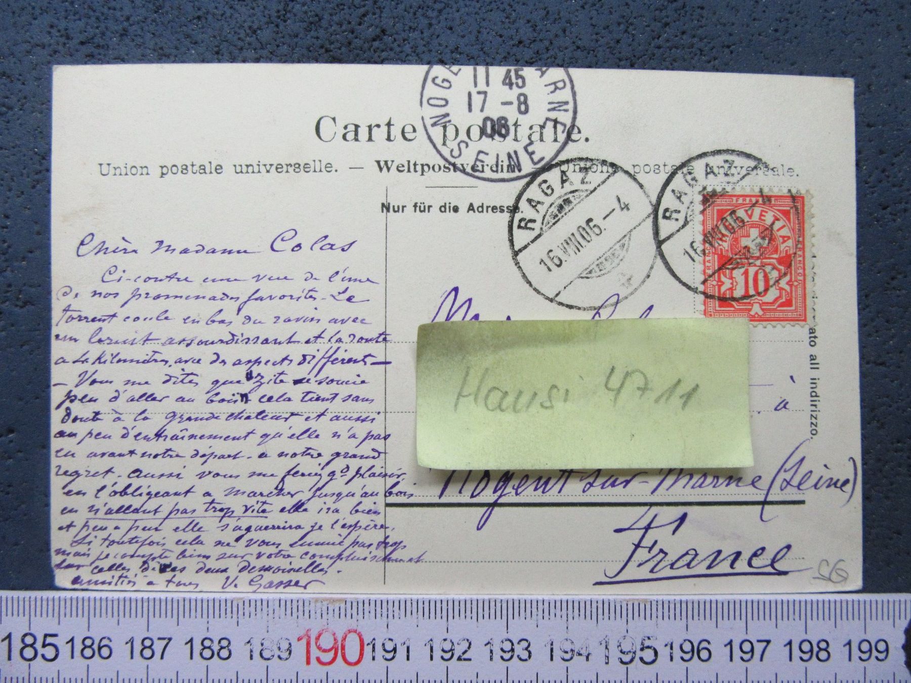 Cartoline postali: RAGAZ 1906 TAMINA SCHLUCHT AK SG BUG – Usato da Ettingen venduto da Hausi4711 1