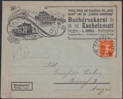 1924, Buchdruckerei Escholzmatt, wunderschöner illust. Brief