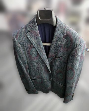ETRO Blazer Paisley Jacquard Grün Gr. 46 – Statement-Sakko