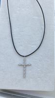 Kreuzanhänger mit Kette, Zirkonia, S, neu