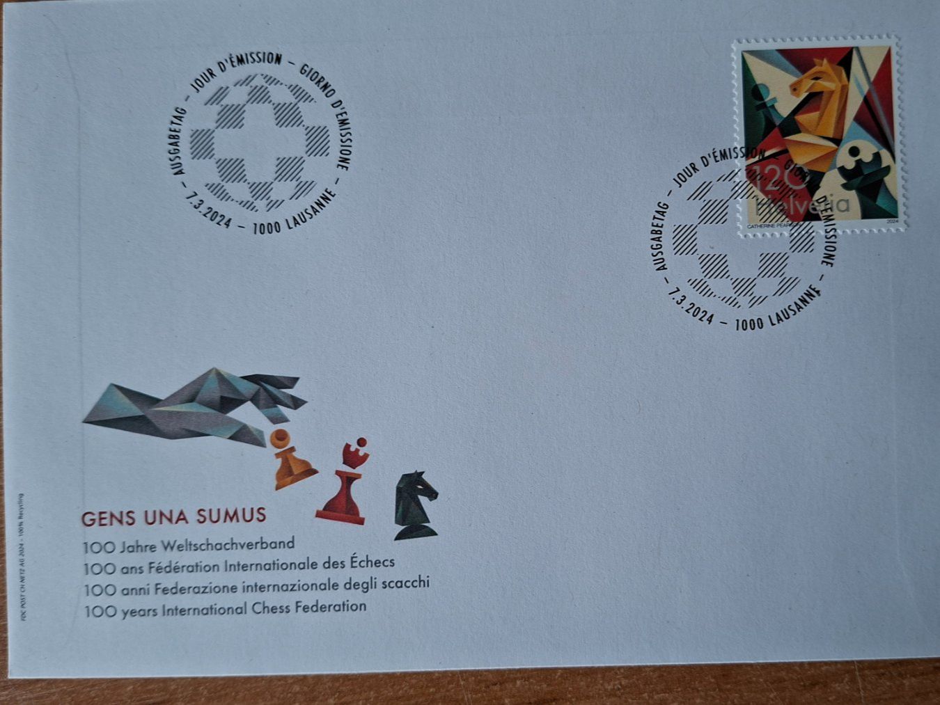 Tutti i francobolli: M2001 - FDC Fédération Echec 2024 – Usato da Trélex venduto da Phil_Albert