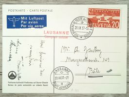 TR90 Carte Postale + Timbre Suisse 1937 Theme Aviation