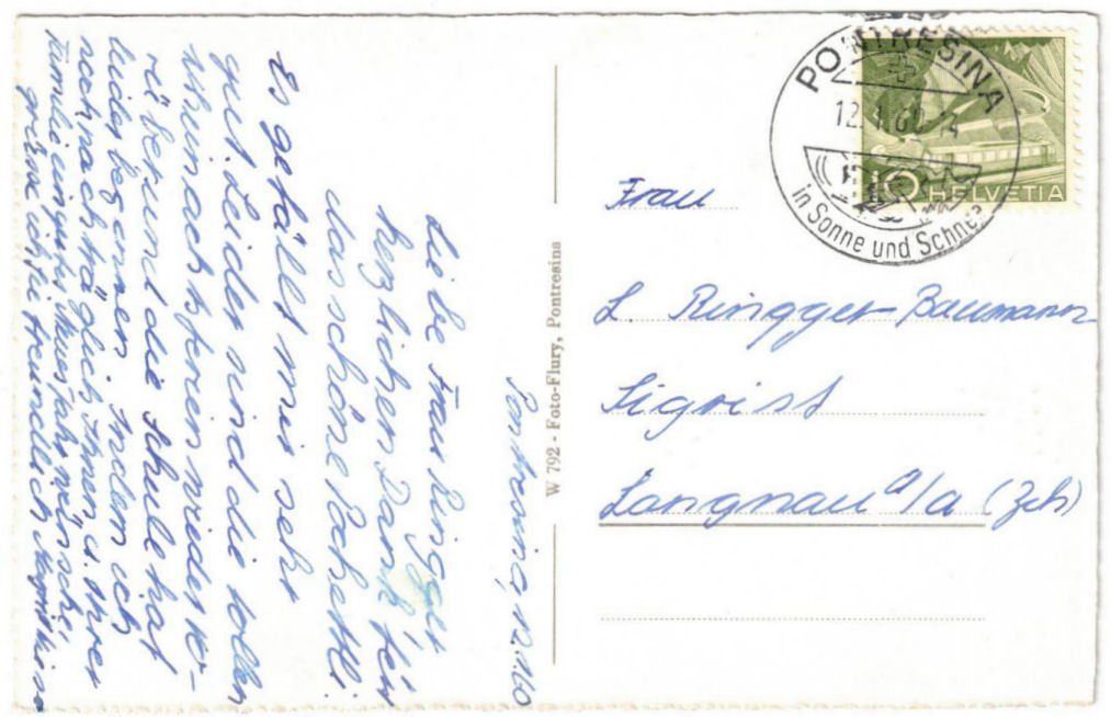 Cartoline postali: Pontresina - Skilift – Usato da Binningen venduto da Mountainrider 1