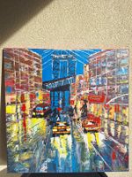 Bild Stadtbild Regen Auto Brücke Jazz Dance 80x80cm