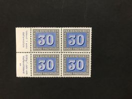 1945, PAX - 4er Block 30 Rappen mit Tabs (**)