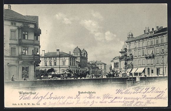 Cartoline postali: AK Winterthur, Bahnhofplatz und Bahnhof – Usato da Berlin venduto da bartko-reher