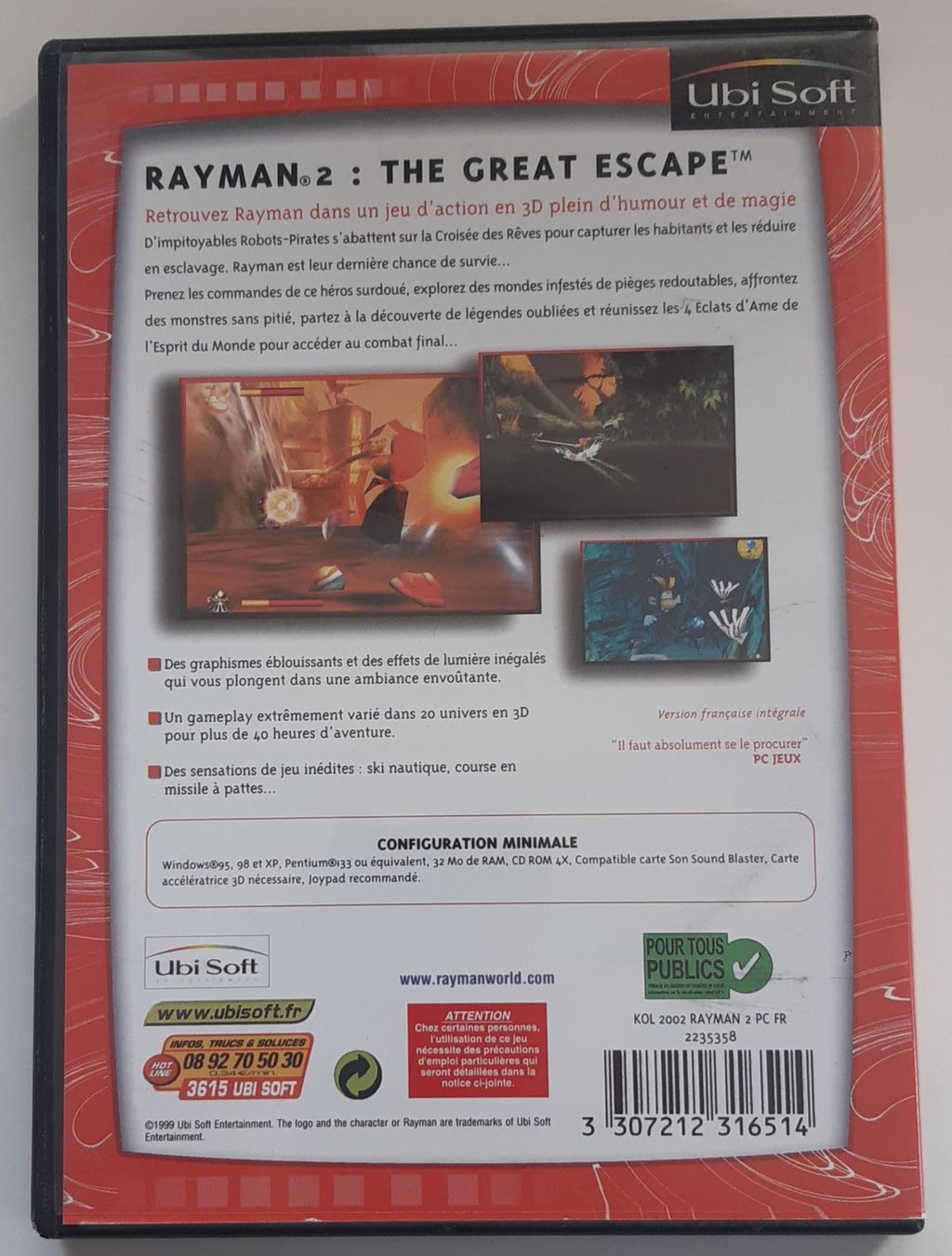 Giochi: Rayman 2: The Great Escape - Jeu PC – Nuovo (secondo la descrizione) da La Chaux-de-Fonds venduto da beasach 1