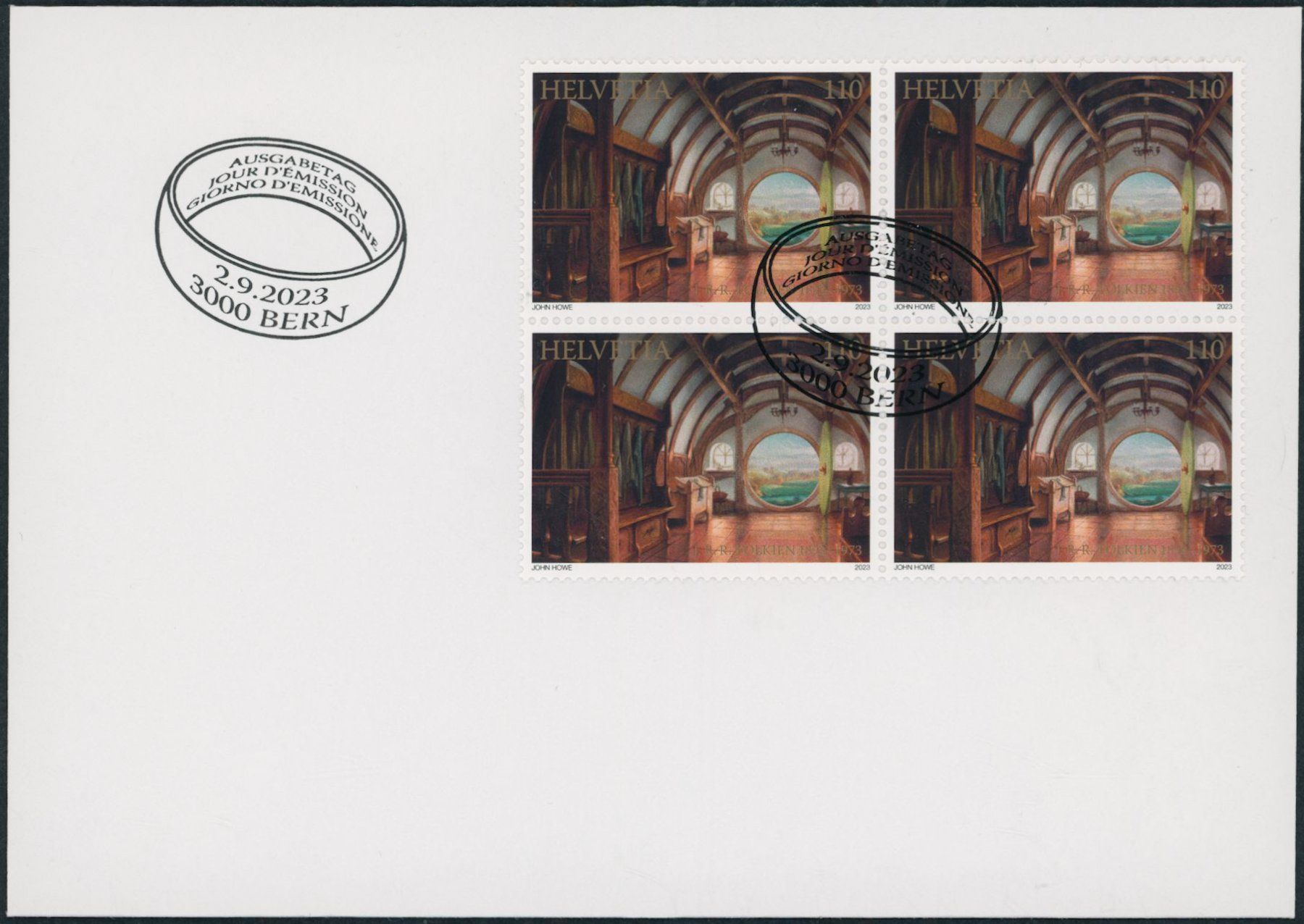 Tutti i francobolli: 2023 - Tolkien - Viererblock - Ersttagsbrief FDC ET – Usato da Schindellegi venduto da leecollect 2