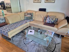 Leder-Ecksofa inkl. langen Hocker