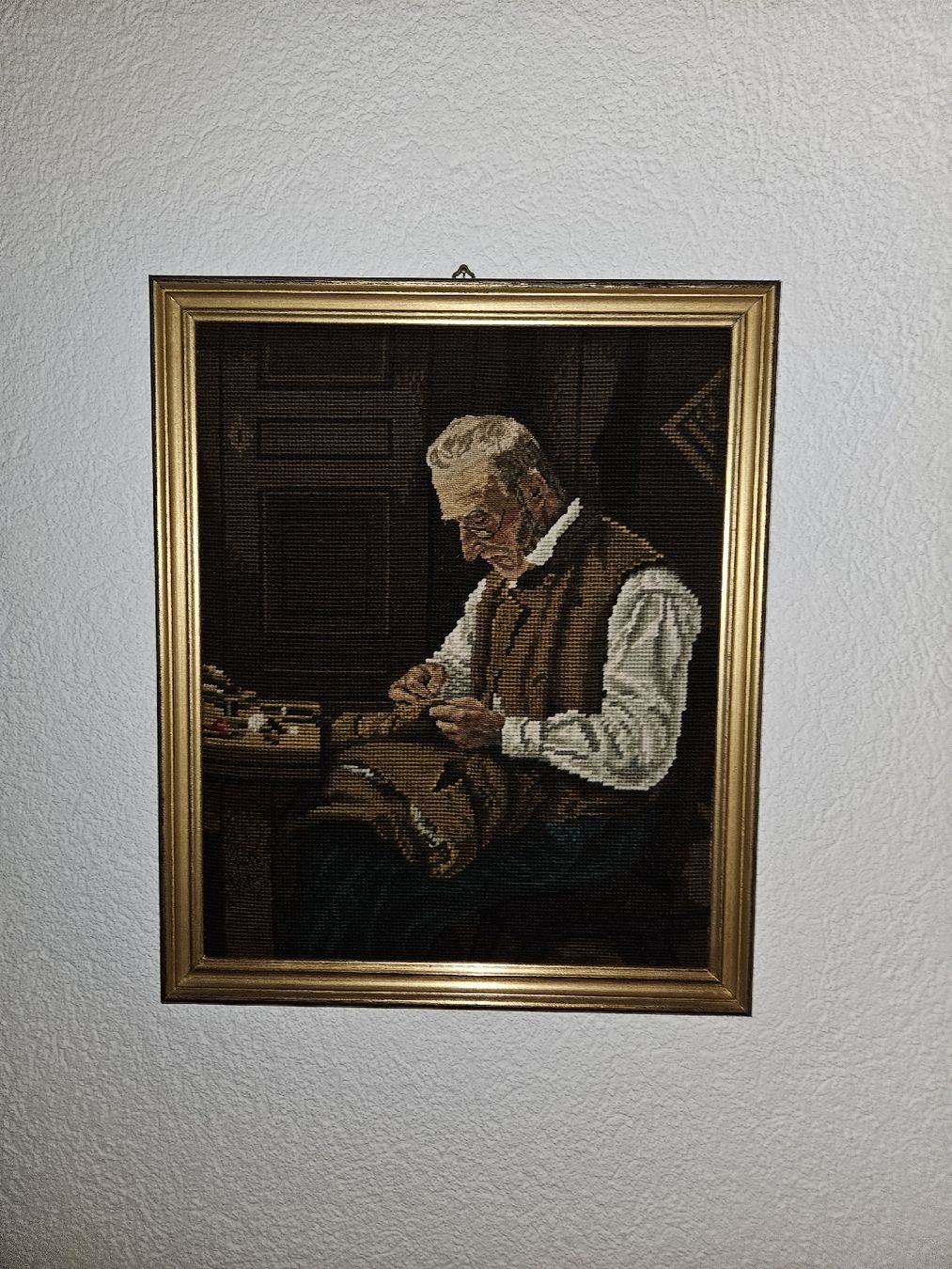Poster & Bilder: Albert Anker Schuhmacher Stickbild mit Goldrahmen – Gebraucht aus Rickenbach b. Wil von cornetta 1