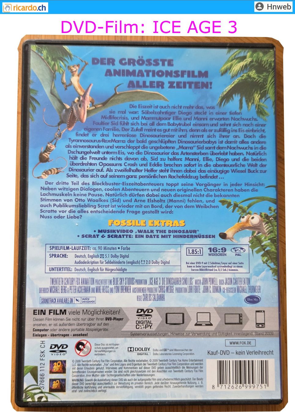 Tutti i DVDs: DVD-Film: ICE AGE 3 – Usato da Kaisten venduto da Hnweb 2