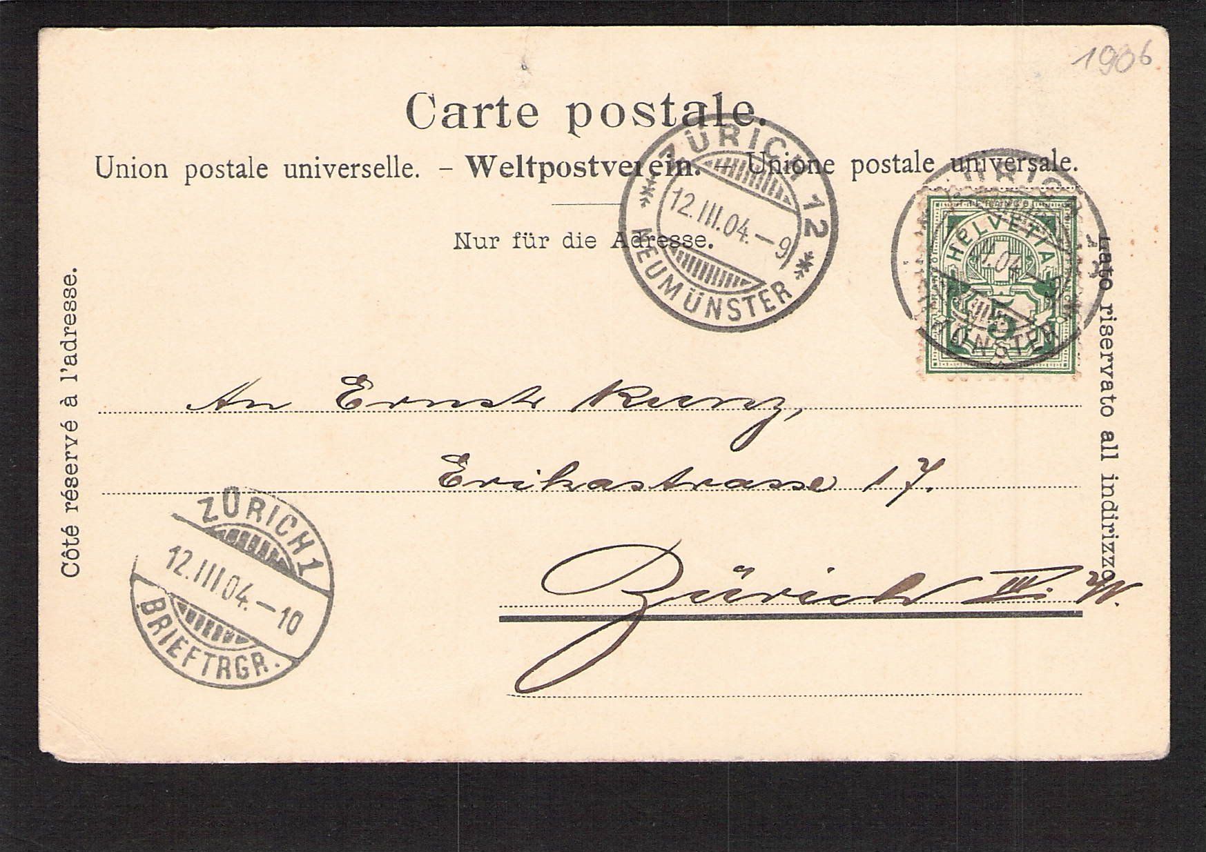 Cartoline postali: ^Vitznau , gel. 1904 – Usato da Reichenburg venduto da Pipo-67 1