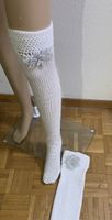 Overknees weiss mit Applikationen neuwertig