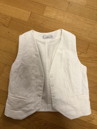 Weste und Pailetten Shirt Silber Weiss Grösse S